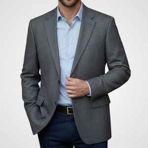 Pronto Uomo Mens Blazer Size 48R Charcoal Gray 100% Lambswool Sport Coat Jacket